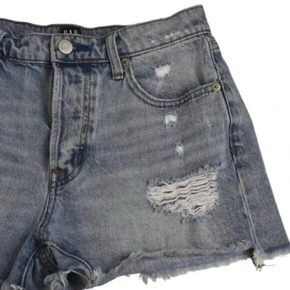 Gap  Jean Shorts Distressed Cutoffs High Rise Light Wash Size 25 - Picture 2 of 10